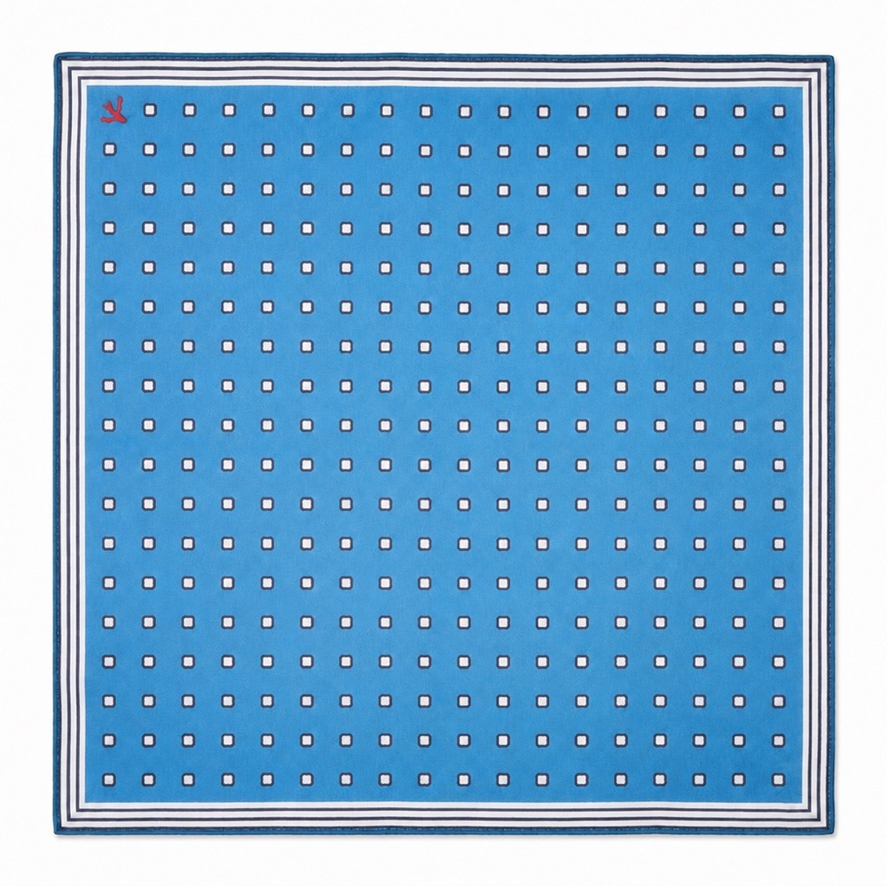 ISAIA Aquamarine Silk Polka Dot Pocket Square | Made in Italy